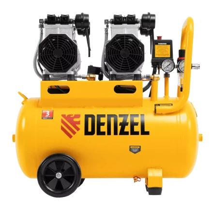 Компрессор безмасляный, малошумный Denzel DLS 2200/50, 2200 Вт, 2x1100, 50 л, 380 л/мин купить в Нижневартовске