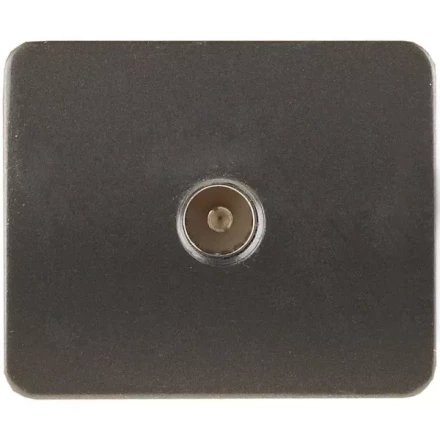 Розетка СВЕТОЗАР "ГАММА" телевизионная, без вставки и рамки, цвет темно-серый металлик SV-54115-DM купить в Нижневартовске