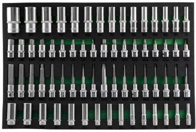 Набор головок торцевых глубоких 3/8" 1/2"DR насадки с вставками 1/2"DR 66предметов EVAложемент Jonnesway S04HD4366SV 49276