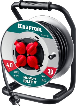 Силовые удлинители на стальной катушке  HEAVY DUTY 4.0, кабель КГ 3х2,5 кв мм 55086-30 купить в Нижневартовске