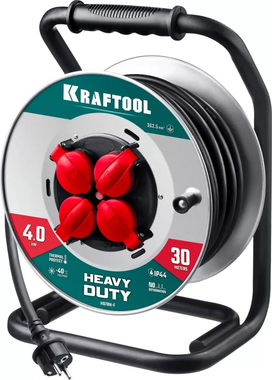 Силовые удлинители на стальной катушке  HEAVY DUTY 4.0, кабель КГ 3х2,5 кв мм 55086-30 купить в Нижневартовске