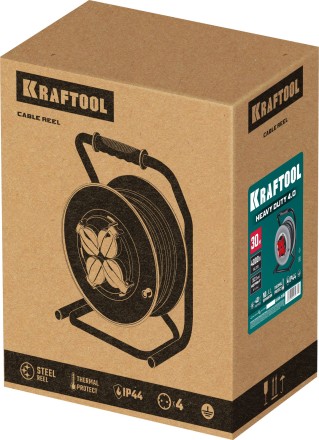 Силовые удлинители на стальной катушке  HEAVY DUTY 4.0, кабель КГ 3х2,5 кв мм 55086-30 купить в Нижневартовске