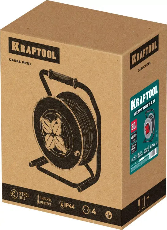 Силовые удлинители на стальной катушке  HEAVY DUTY 4.0, кабель КГ 3х2,5 кв мм 55086-30 купить в Нижневартовске