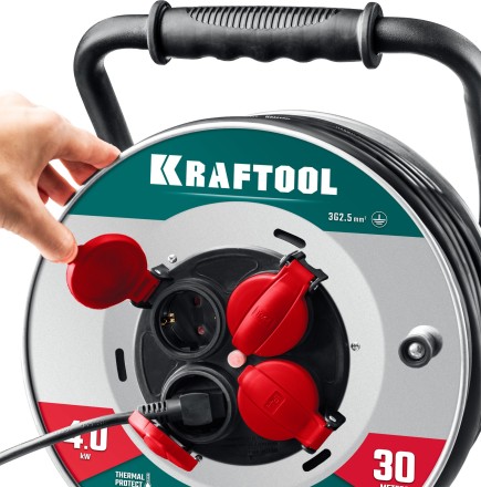 Силовые удлинители на стальной катушке  HEAVY DUTY 4.0, кабель КГ 3х2,5 кв мм 55086-30 купить в Нижневартовске