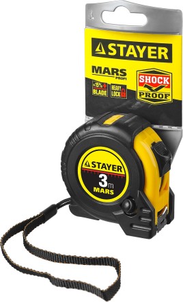 Рулетка STAYER &quot;PROFI&quot; &quot;MARS&quot;, обрезиненный корпус, утолщенное полотно, 3мх16мм 34131-03_z01 купить в Нижневартовске