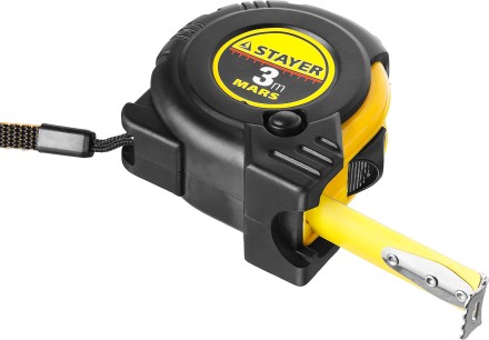 Рулетка STAYER &quot;PROFI&quot; &quot;MARS&quot;, обрезиненный корпус, утолщенное полотно, 3мх16мм 34131-03_z01 купить в Нижневартовске