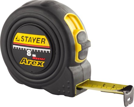 Рулетка STAYER &quot;PROFI&quot; &quot;AREX&quot;, двухкомпонентный противоударный корпус, упрочненное полотно, 8м/25мм 3410-08_z01 купить в Нижневартовске