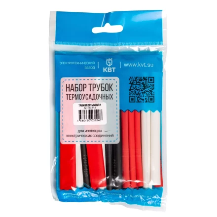 Набор цветных термоусадочных трубок КВТ Триколор Мульти с коэффициентом усадки 2:1 (87313) купить в Нижневартовске