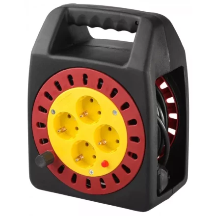 Удлинитель электрический с заземлением на катушке, евро, 4 гнезда, 10м, СВЕТОЗАР SV-55081-10 купить в Нижневартовске