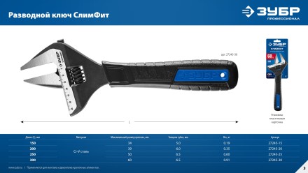 ЗУБР СлимФит, 150 / 34 мм, разводной ключ, ПРОФЕССИОНАЛ (27245-15) купить в Нижневартовске