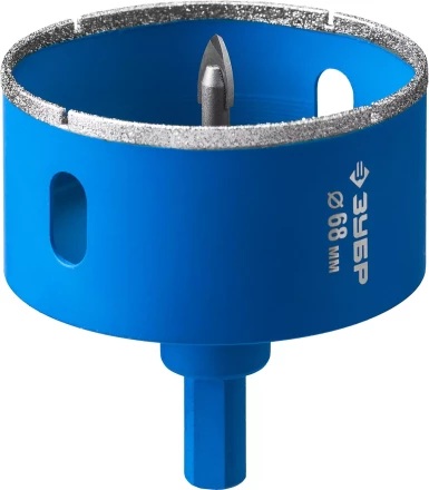 Коронка ЗУБР алмазная в сборе по кафелю, керамике с центрирующим сверлом и имбусовым ключом, зерно 60, 68мм 29850-68 купить в Нижневартовске