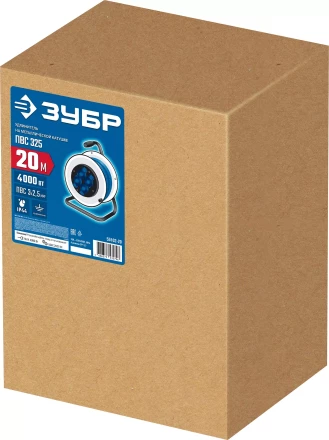 ЗУБР ПВС-325, ПВС, 3 x 2.5 мм2, 20 м, 4000 Вт, IP44, силовой удлинитель на стальной катушке, Профессионал (55102-20) купить в Нижневартовске