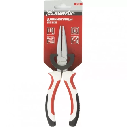 Длинногубцы White Nickel 180 мм прямые никелированные трехкомпонентные рукоятки MATRIX 17189 купить в Нижневартовске