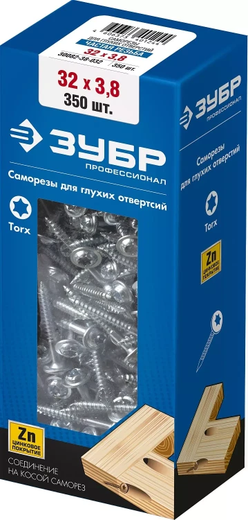 ЗУБР 32 х 3.8 мм, частая резьба, ТХ20, цинк, 350 шт, саморез для глухих отверстий, Профессионал (30082-38-032) купить в Нижневартовске