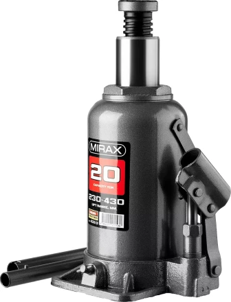 Домкрат гидравлический бутылочный, 20т, 230-430 мм, MIRAX 43260-20 43260-20 купить в Нижневартовске