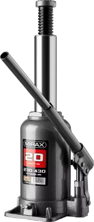 Домкрат гидравлический бутылочный, 20т, 230-430 мм, MIRAX 43260-20 43260-20 купить в Нижневартовске