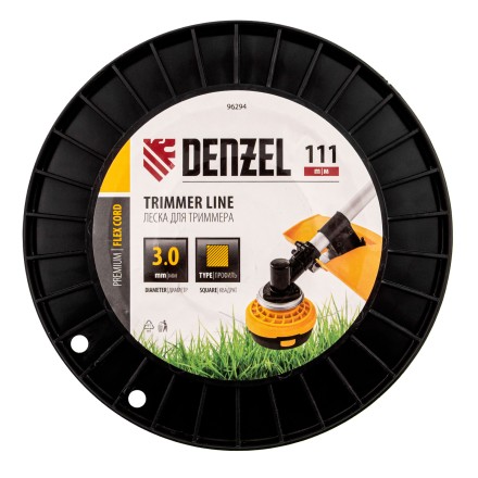 Леска для триммера квадрат Denzel, 3,0мм х 111м, на DIN катушке FLEX CORD, 96294 купить в Нижневартовске