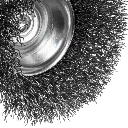 Щетка для дрели, 65 мм, Чашка, со шпилькой , нержавеющая витая проволока Denzel 744613 купить в Нижневартовске