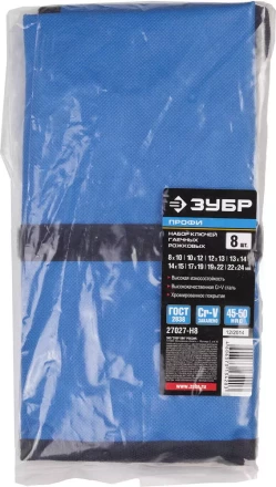 Набор ЗУБР "ПРОФИ": Ключ гаечный рожковый, Cr-V сталь, хромированный, 8х24мм, 8шт 27027-H8 купить в Нижневартовске