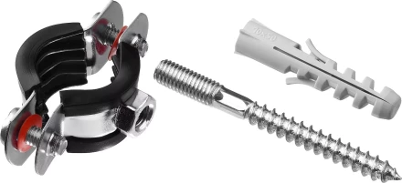 Хомут трубный с гайкой, оцинкованный, в комплекте с сантехнической шпилькой и дюбелем, 1/2&quot;, 1шт, ЗУБР Мастер 37866-20-24 37866-20-24_z01 купить в Нижневартовске