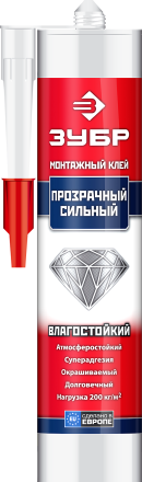 Суперсильный монтажный клей ЗУБР ЭКСПЕРТ 300 мл прозрачный 41332 купить в Нижневартовске