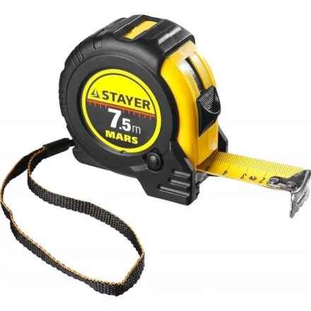 Рулетка STAYER "PROFI" "MARS", обрезиненный корпус, утолщенное полотно, 7,5мх25мм 34131-075_z01 купить в Нижневартовске