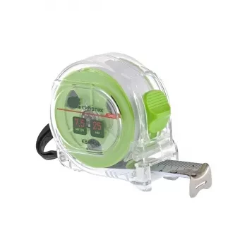 Рулетка Кварц, прозрачный корпус, амортизатор, 7,5 м х 25 мм  СИБРТЕХ 32523 купить в Нижневартовске