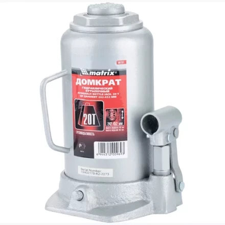 Домкрат гидравлический бутылочный 20 т h подъема 242–452 мм  MATRIX MASTER 50731 купить в Нижневартовске