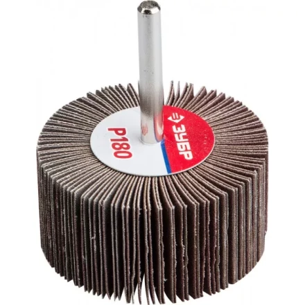 Круг шлифовальный ЗУБР "МАСТЕР" веерный лепестковый, на шпильке, тип КЛО, зерно-электрокорунд нормальный, P180, 30х60мм 36602-180 купить в Нижневартовске