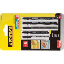 Набор STAYER &quot;PROFI&quot; Пилки &quot;УНИВЕРСАЛ №3&quot; для эл/лобзика, по дереву, мет. и пласт., EU-хвост., 5шт 15980-H5-3