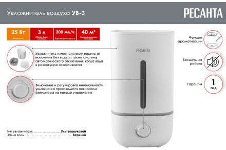 Увлажнитель воздуха Ресанта УВ-3 67/7/1 купить в Нижневартовске
