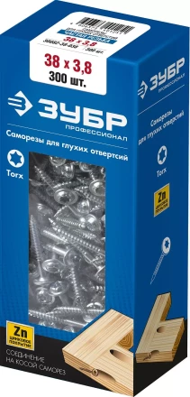 ЗУБР 38 х 3.8 мм, частая резьба, ТХ20, цинк, 300 шт, саморез для глухих отверстий, Профессионал (30082-38-038) купить в Нижневартовске