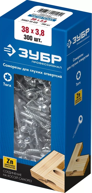 ЗУБР 38 х 3.8 мм, частая резьба, ТХ20, цинк, 300 шт, саморез для глухих отверстий, Профессионал (30082-38-038) купить в Нижневартовске