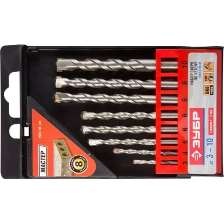 Набор ЗУБР Свёрла "МАСТЕР" по бетону, ударные, 3; 4; 5; 6; 6; 8; 8; 10мм, 8шт 2922-H8_z01 купить в Нижневартовске