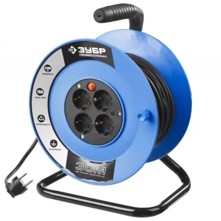 Удлинитель ЗУБР "ПРОФЕССИОНАЛ" на катушке, ПВС 3х1кв мм, 4 гнезда, макс мощн 2200Вт, 30м 55082-30 купить в Нижневартовске