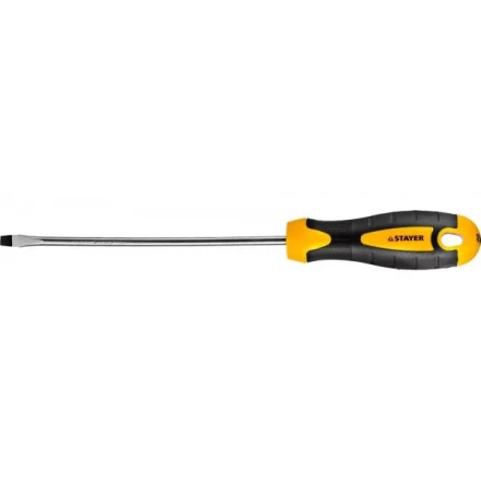 Отвертка STAYER "MASTER" "ТECHNO", двухкомпонентная рукоятка, магнитный наконечник, Cr-V, SL5,0x150мм 2507-05-15_z02 купить в Нижневартовске