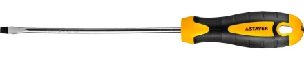 Отвертка STAYER "MASTER" "ТECHNO", двухкомпонентная рукоятка, магнитный наконечник, Cr-V, SL5,0x150мм 2507-05-15_z02 купить в Нижневартовске