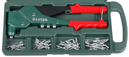 Заклепочник поворотн. 360°, KRAFTOOL "RX-7" 31176-H6, d=2,4-4,8 мм - Al и сталь, d=2,4-4,0 - нерж сталь, в боксе, с набором заклепок 31176-H6 купить в Нижневартовске