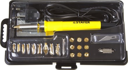 Прибор для выжигания STAYER &quot;PROFESSIONAL&quot;, 3в1, с набором насадок 20шт 45227 купить в Нижневартовске