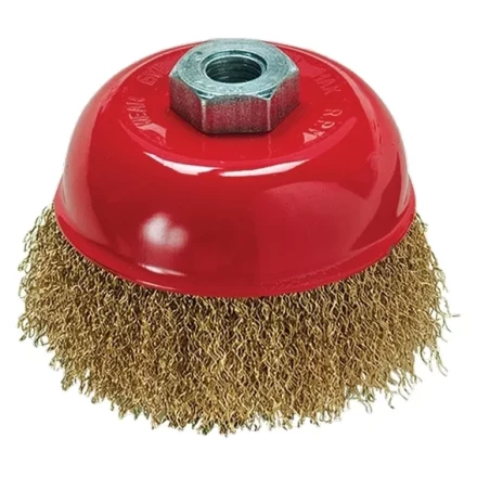 Щетка для УШМ, 100 мм, М14, &quot;чашка&quot;, латунированная витая проволока  MATRIX 74605 купить в Нижневартовске