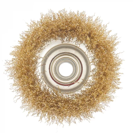 Щетка для УШМ, 100 мм, М14, &quot;чашка&quot;, латунированная витая проволока  MATRIX 74605 купить в Нижневартовске