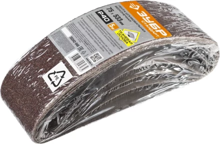 ЗУБР 75х457 мм, P40, лента шлифовальная СТАНДАРТ, для ЛШМ, 5 шт. (35342-040) купить в Нижневартовске