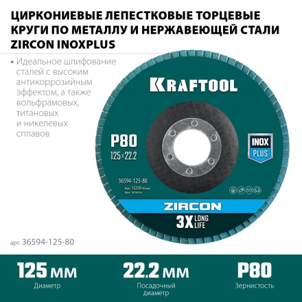 Круги лепестковые циркониевые торцевые 36594-125-80 купить в Нижневартовске