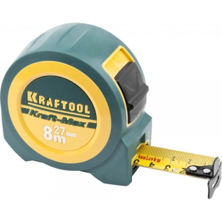 Рулетка KRAFTOOL &quot;Kraft-Max&quot;, длинный вылет, нейлон покрытие, упрочненный двухкомп корпус, 8м/27мм 34127-08-27 купить в Нижневартовске