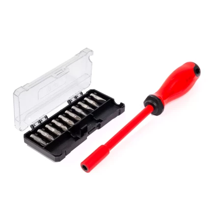 Диэлектрическая отвертка КВТ VDE НИО-2210 со сменными битами S2, профиль SL, PH, PZ, 10 шт. (88928) купить в Нижневартовске