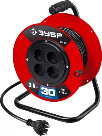 ЗУБР ПВС-215, ПВС, 2 х 1.5 мм2, 30 м, 3500 Вт, силовой удлинитель на катушке (55103-30) купить в Нижневартовске