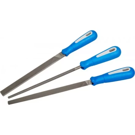 Набор ЗУБР: Напильники &quot;ПРОФЕССИОНАЛ&quot; с двухкомпонентной ручкой, плоский, трехгранный, круглый, №2, 200мм 16550-20-H3 купить в Нижневартовске