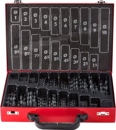 Набор ЗУБР "ТЕХНИК": Свёрла по металлу парооксидированных, быстрорежущая сталь, в мет. боксе, 1-10мм, шаг-0,5, 170 предм. 4-29605-H170-M купить в Нижневартовске