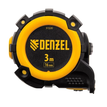 Рулетка Denzel 3м х 16мм, автоматич. фиксац., нейлон. покрытие, магнит. зацеп, двухстор. разметка, 31520 купить в Нижневартовске