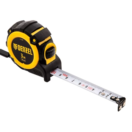 Рулетка Denzel 3м х 16мм, автоматич. фиксац., нейлон. покрытие, магнит. зацеп, двухстор. разметка, 31520 купить в Нижневартовске
